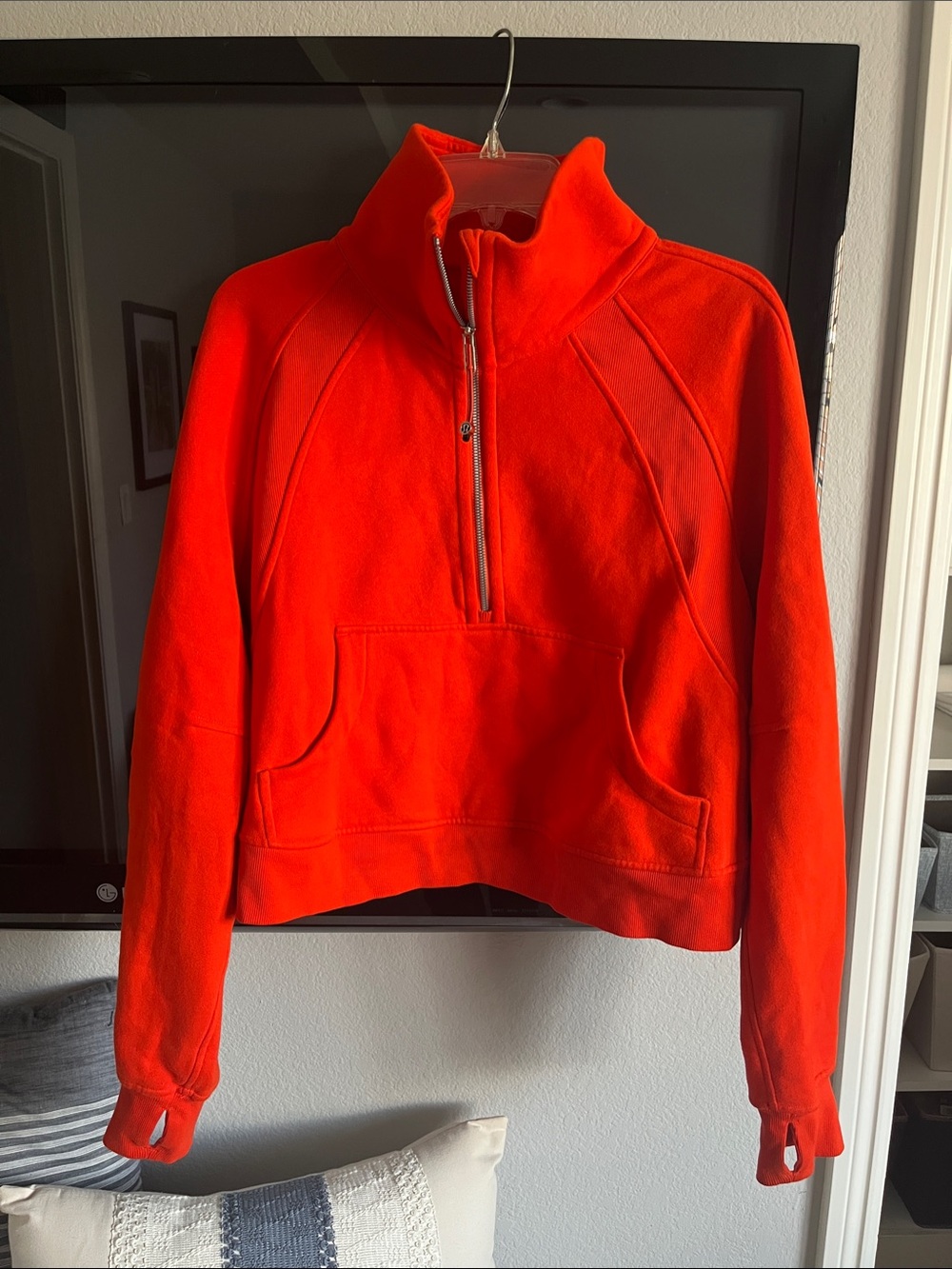 lululemon athletica Orange Half-Zip Cowl Pullover